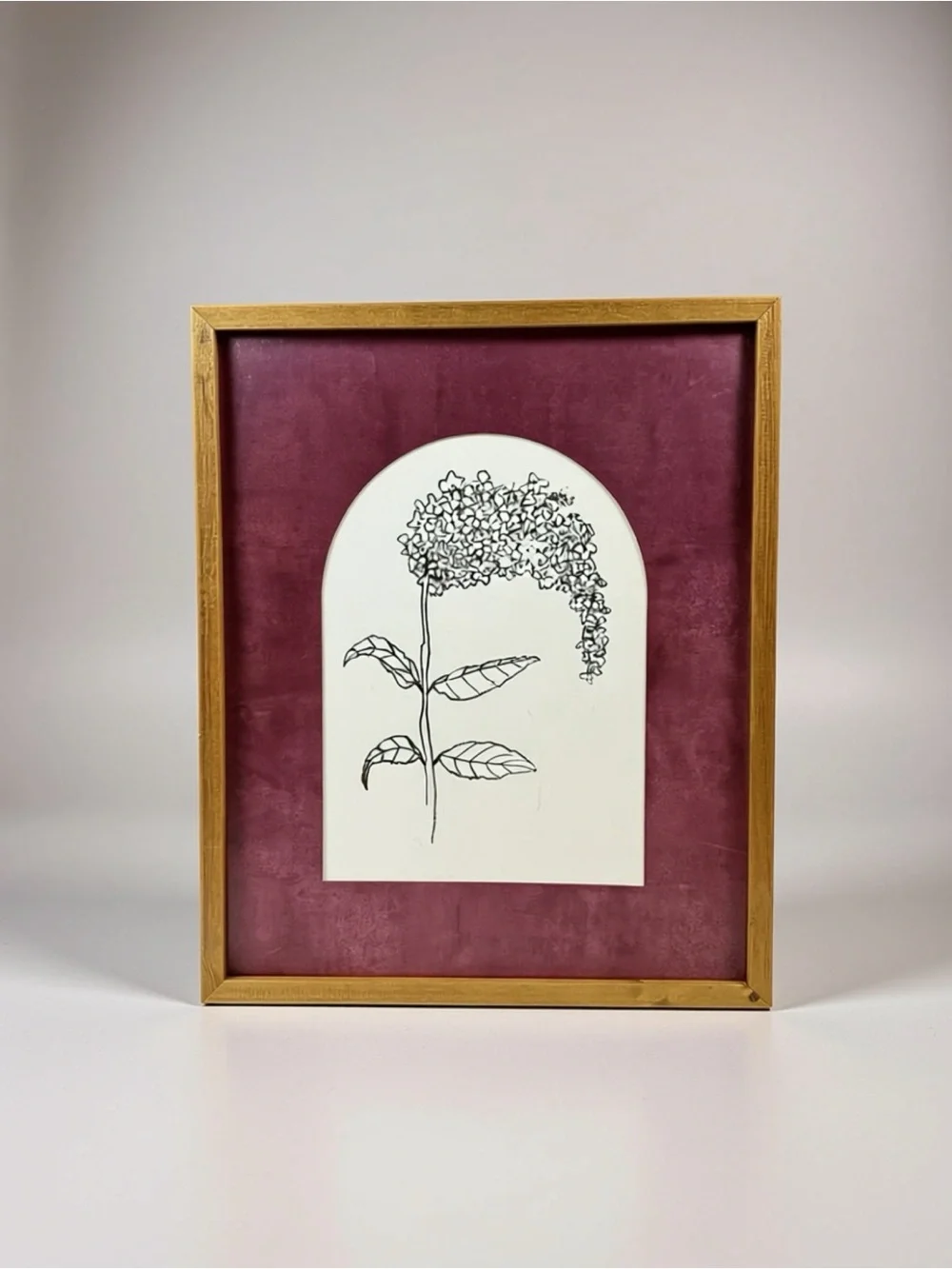 Framed Botanical Wall Art in Plum with Wood Frame - 20.1x16.1